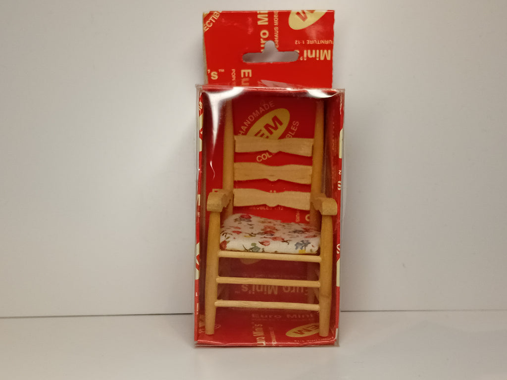 Dolls House 1:12  Plain Wooden Armchair with floral seat cushion EM9726N1