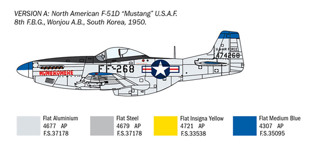 Italeri 1:72 US North American F-51D Mustang Korean War Plastic Model Kit - 1452_04