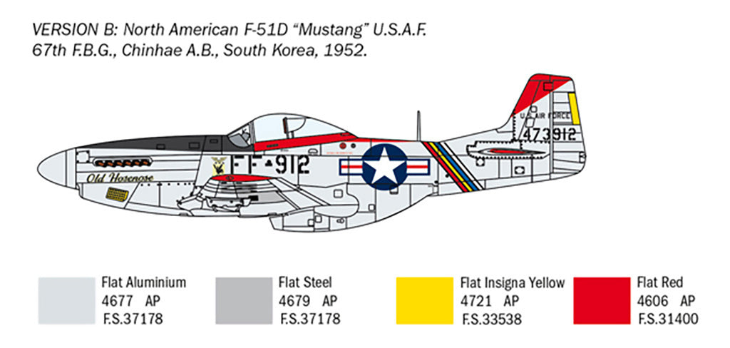 Italeri 1:72 US North American F-51D Mustang Korean War Plastic Model Kit - 1452_05