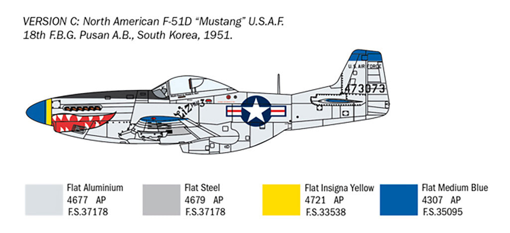 Italeri 1:72 US North American F-51D Mustang Korean War Plastic Model Kit - 1452_06