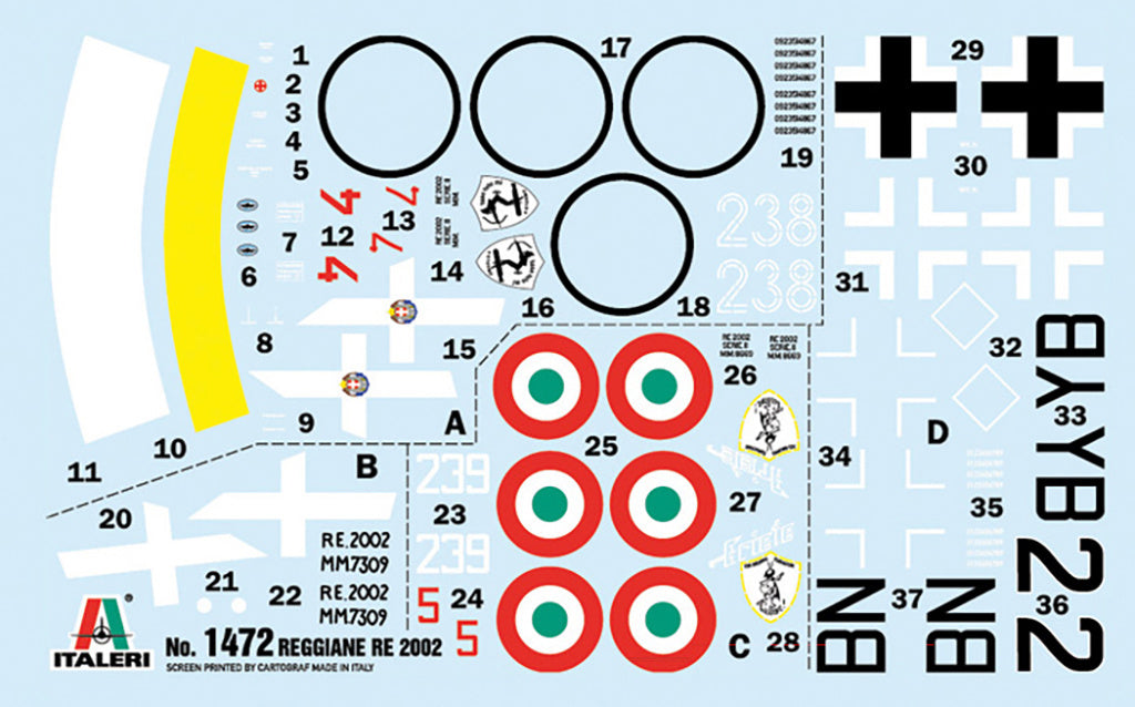 Italeri 1:72 Reggiane Re.2002 Ariete Plastic Model Kit - 1472_(3)