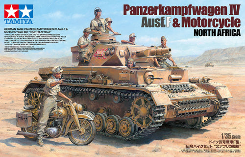 Tamiya 1:35 Panzerkampfwagen IV Aus.F & Motorcycle N. Africa 25208