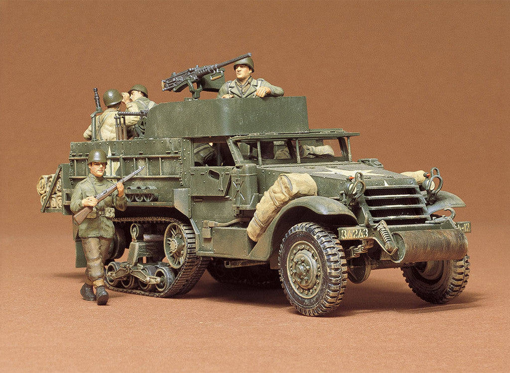 Tamiya kit to build a plastic model of a US Armoured Personnel Carrier M3A2 