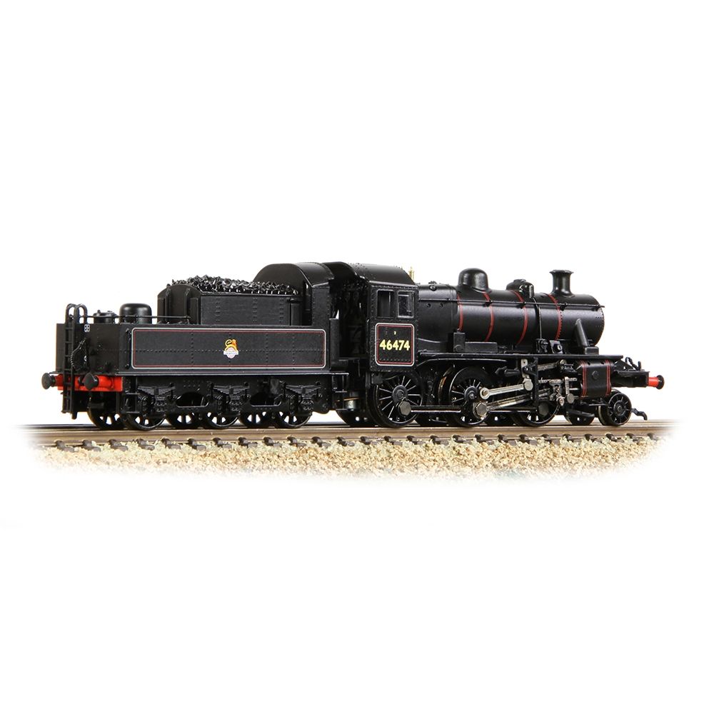 Graham Farish 372-626B LMS Ivatt 2MT Class 46474 BR Lined Black Early Emblem