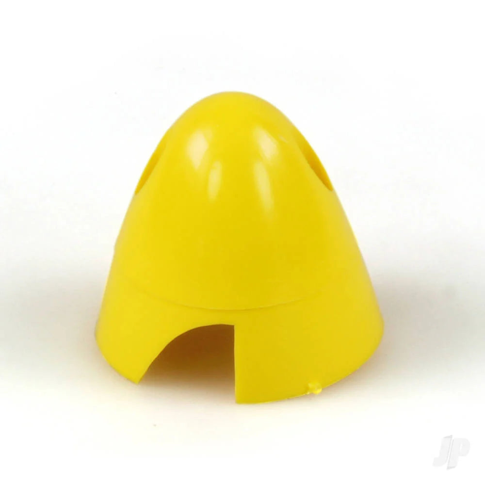 A bright spinner with a cutout at the bottom, photographed on a plain white background.
