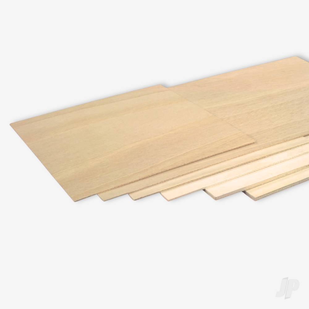 A stack of light natural wood sheets or thin boards fanned out on a plain white background.