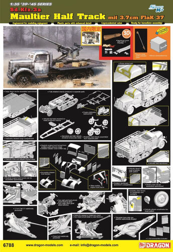 Dragon 1:35 Sd.Kfz.3a Maultier Half Track mit 3.7cm FlaK 37