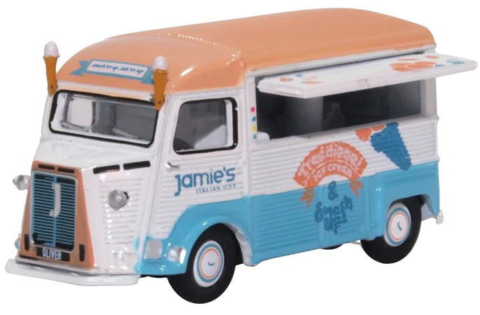 Model of an ice cream truck with 'Jamie's Italian' branding on a white background