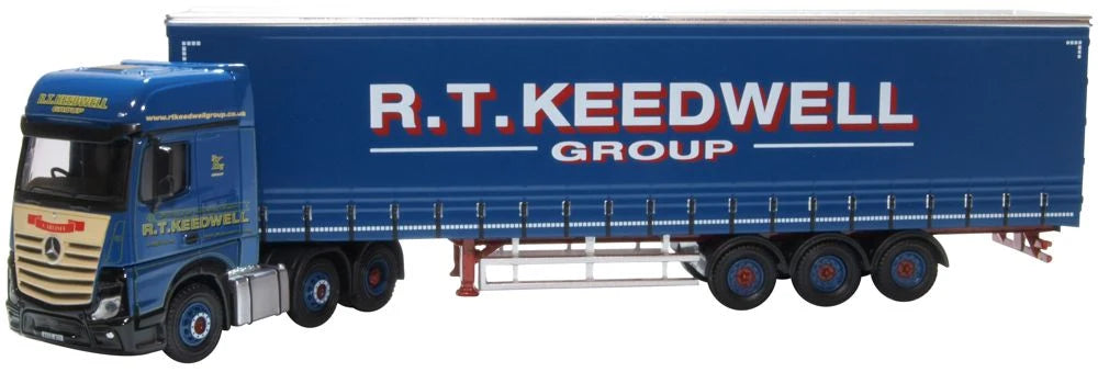 Diecast Model truck with a trailer displaying 'R.T. Keedwell Group' on a blue background