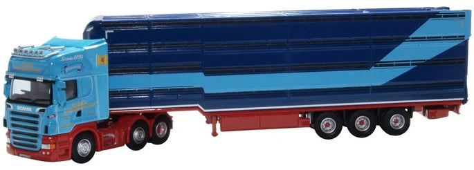 Model of a Scania blue and red Livestock Transporter truck 