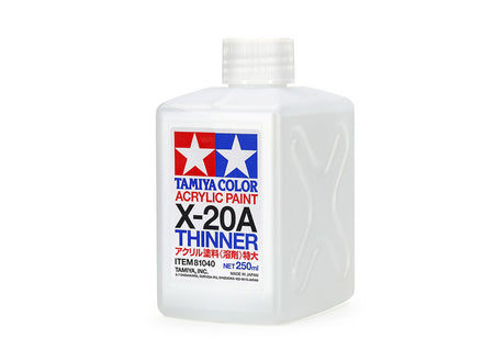 Tamiya Color X-20A thinner bottle on a white background