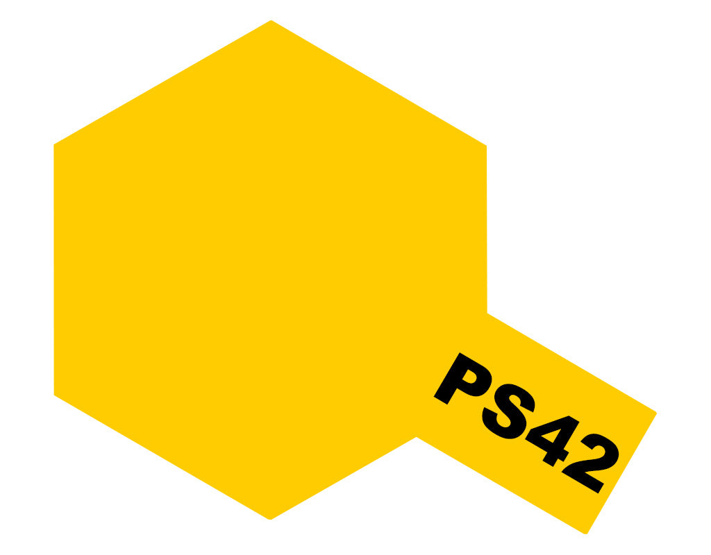 Tamiya PS-42 Translucent Yellow Polycarbonate Spray paint with colour swatch
