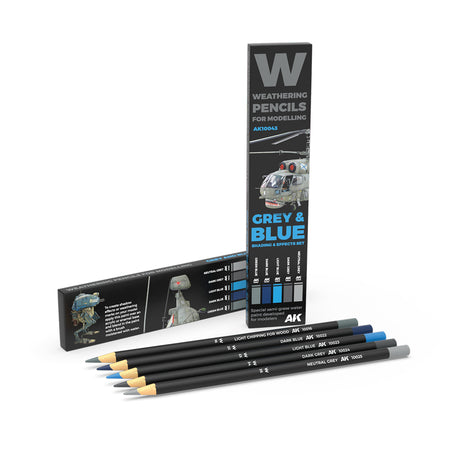 Weathering Pencils AK10043 Grey & Blue Shading & Effects set