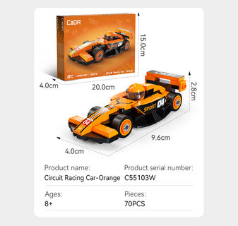 CaDa Mini Orange Racing Car C55103W Orange 70 Pieces