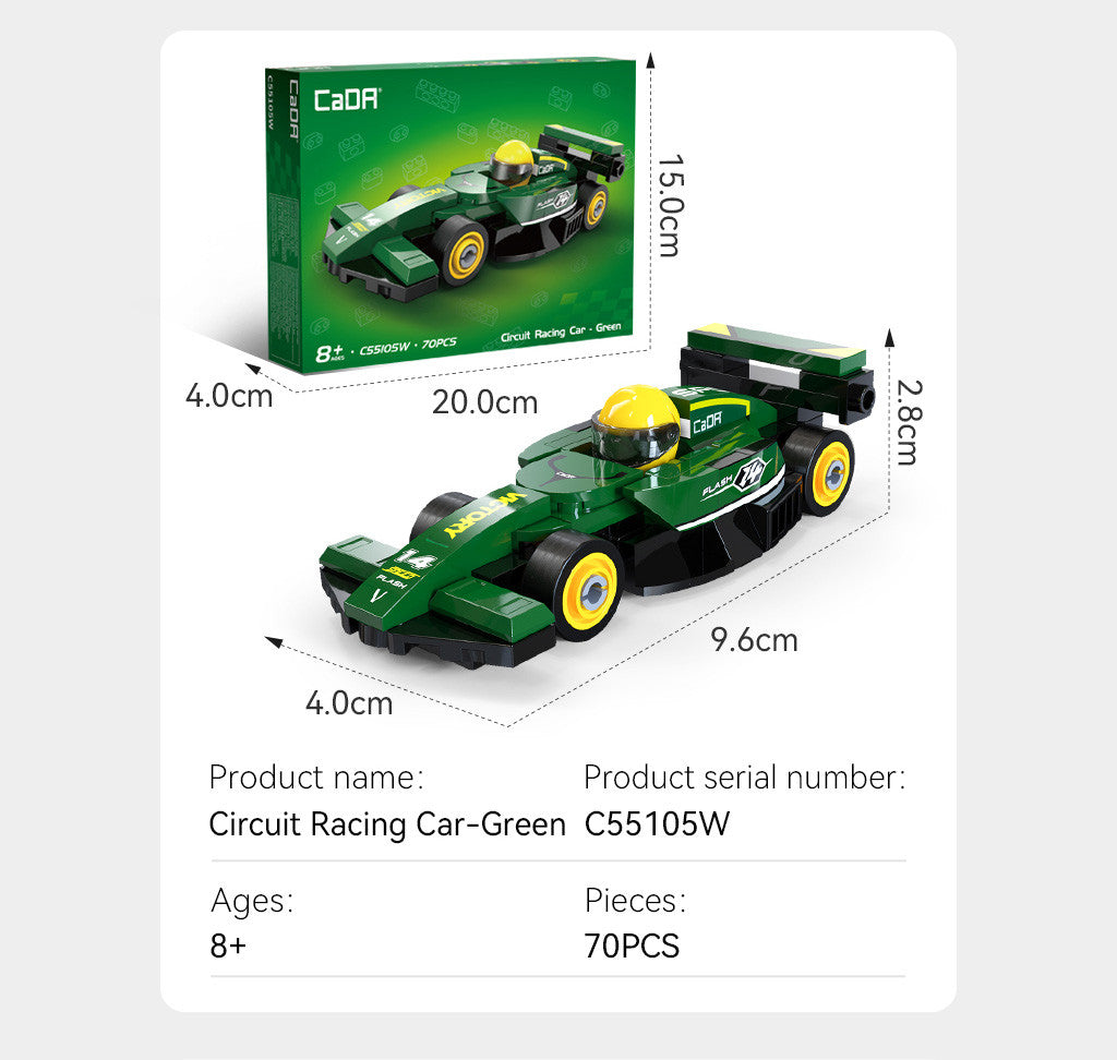 CaDa Mini Green Circuit Racing Car  C55105W 70 pcs