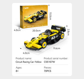 CaDa Mini b Circuit Racing Car Yellow C55107W 70 Pieces