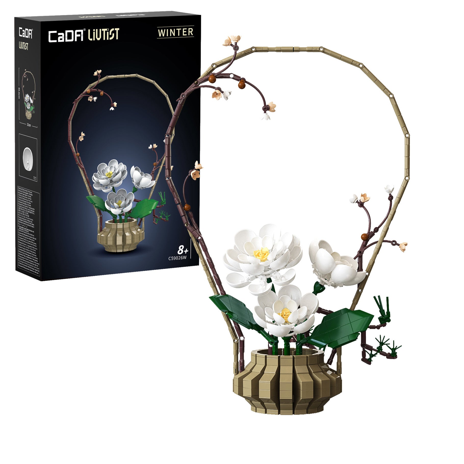 CaDA  Winter Silence Oriental Floral Art Brick Model 990 pieces