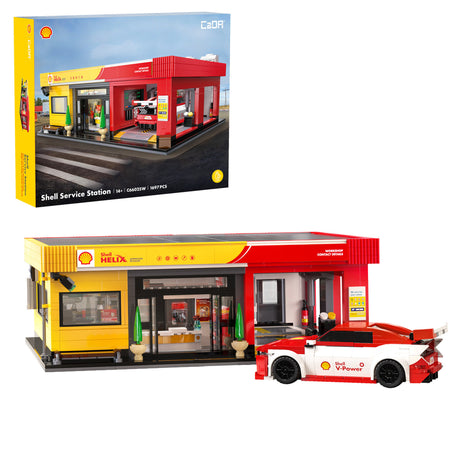 CaDA Shell Service Station with car C66025W 1697 pieces Brick model age 14+