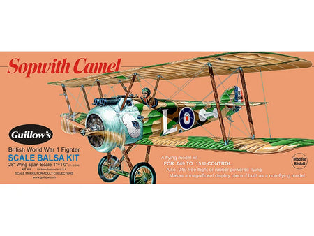 Sopwith Camel Scale Balsa Model Plane kit 801 by Guiillow's  Laser Cut. Wingspan 28 inches