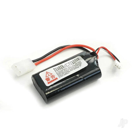 Black battery with red and white connectors on a white background