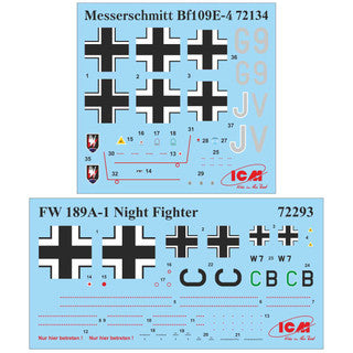 ICM 1:72 Set of 3 Luftwaffe Night Fighters 72209  (Bf 109E-4, Do 172-10 Kauz II, Fw 189A-1)