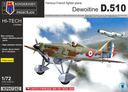 Dewoitine D.150 1:72 Famous French Fighter Plane  Plastic Model Kit KPH7242