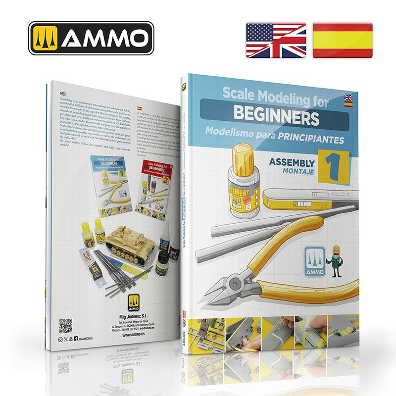 Model building book with AMMO branding and assembly instructions for beginners