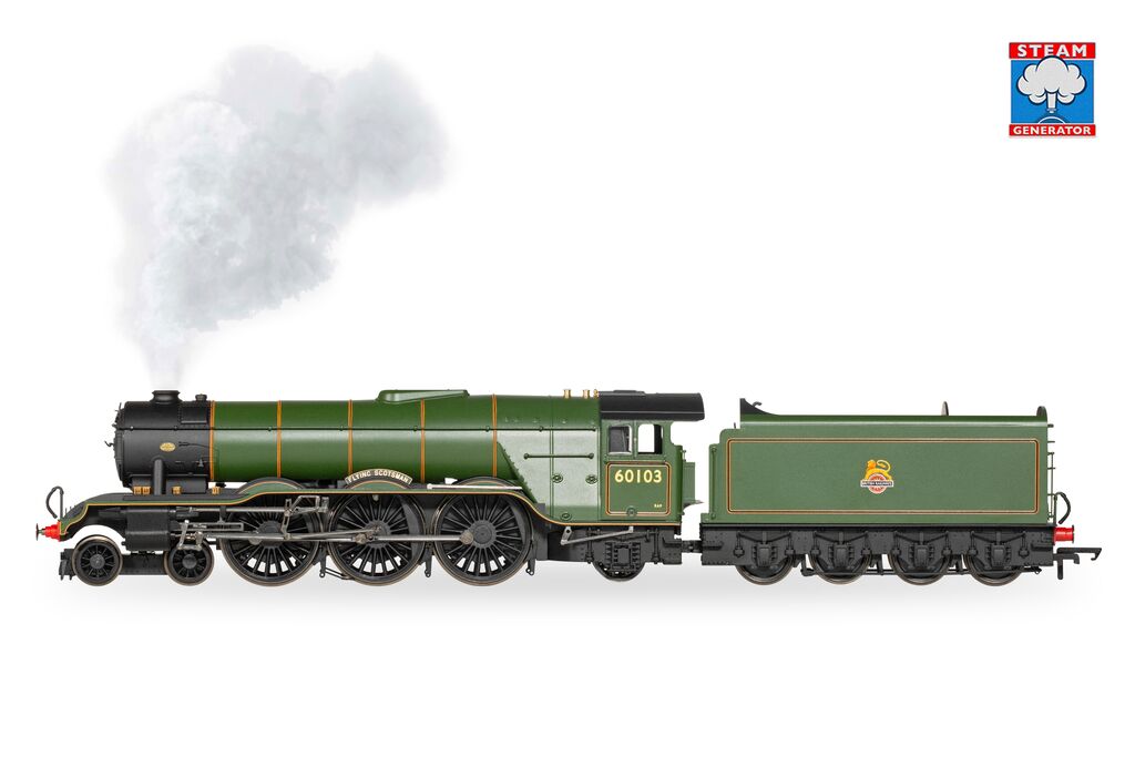 A green model steam train.