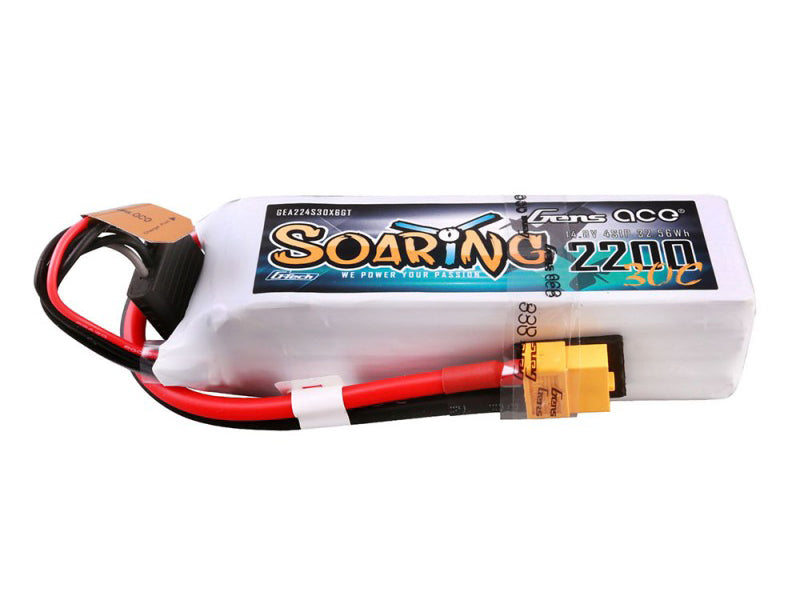 Gens Ace O-GT4S2200-30X6 Soaring 4S 14.8V 2200mAh 30C Lipo with XT60 Connector