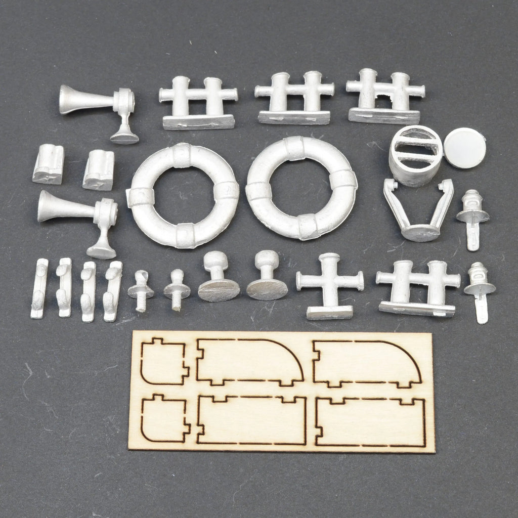 Pilot Boat Wooden Kit by Slec  including  White metal  fittings kit and Guard rail kit