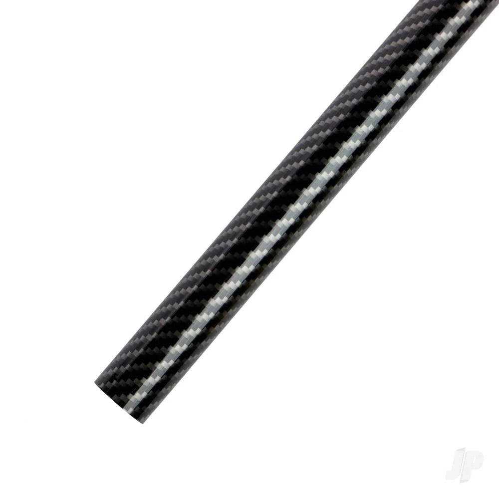 A roll of carbon fiber model aircraft covering materalwith a black and gray woven pattern, shown diagonally on a plain white background.