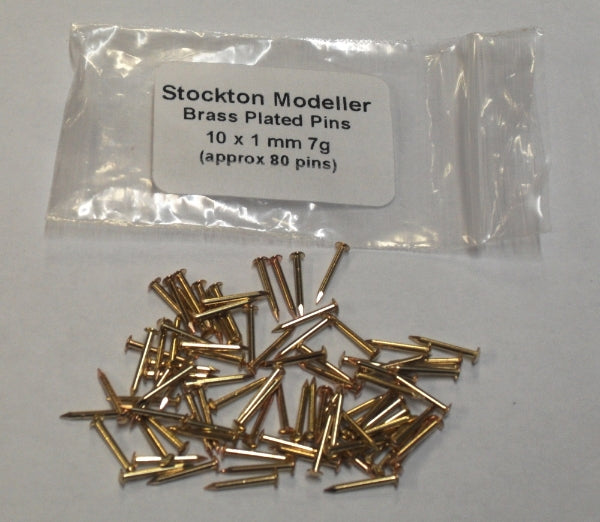 Brass Plated Pins 10mm x 1mm 7g (app)