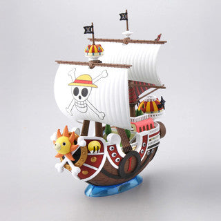 Pirate ship model with colorful design on a white background