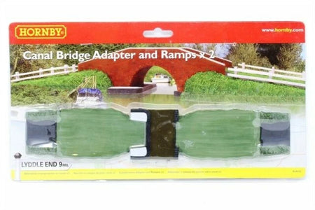 Hornby canal bridge adapter and ramps packaging with a red bridge illustration.