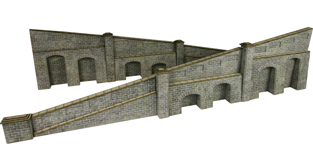 Card model of tapered retaining walls in stone