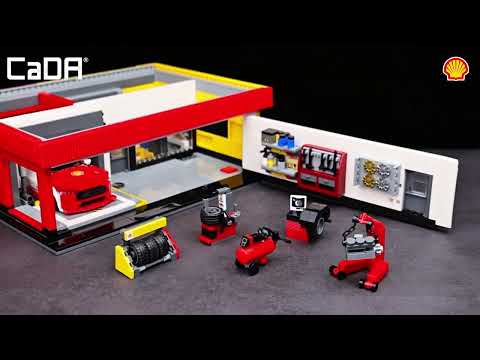 CaDA Shell Service Station with car C66025W 1697 pieces Brick model age 14+