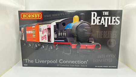 Hornby The Beatles 'The Liverpool Connection' model train pack  packaging on a white background