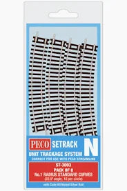Peco Setback N scale train track packaging on a white background